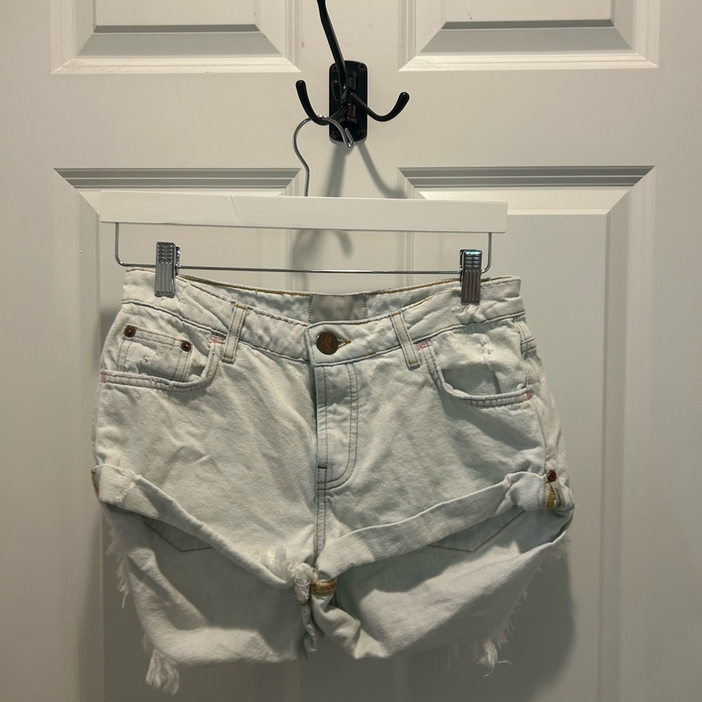 One Teaspoon White Jean Shorts Distressed Cut-Offs